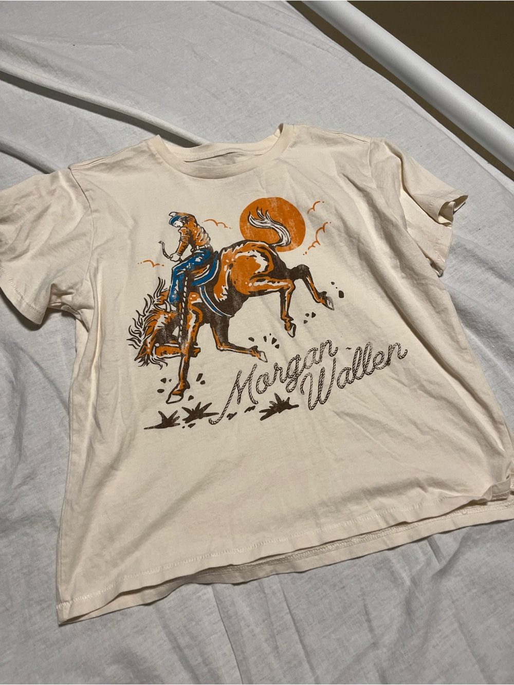 Morgan Wallen Graphic Tee - Cream with Orange & Blue Print